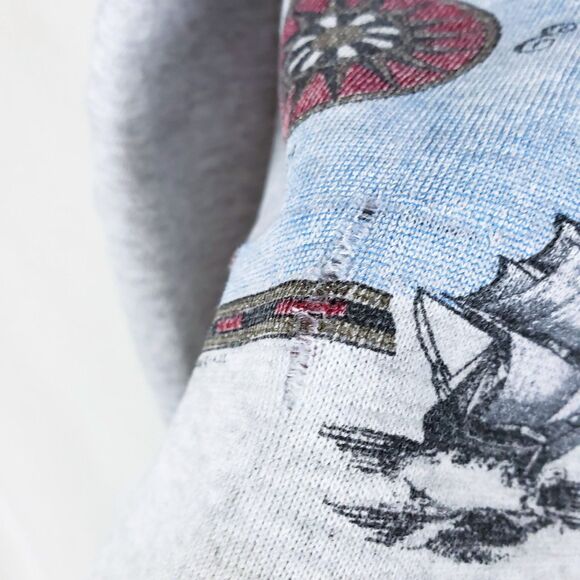 Vintage Alaska Sweatershirt Hanes Mens M Gray Inside Passage Map Tourist Raglan - Picture 4 of 12